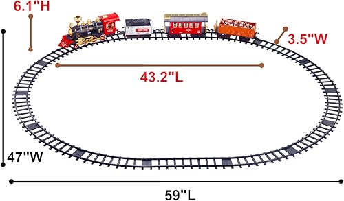 Miniatura 6 de POCO DIVO Juego de tren de vapor retro grande, juguete eléctrico de carril de árbol de Navidad, locomotora de carga tierna de pasajeros, juego de