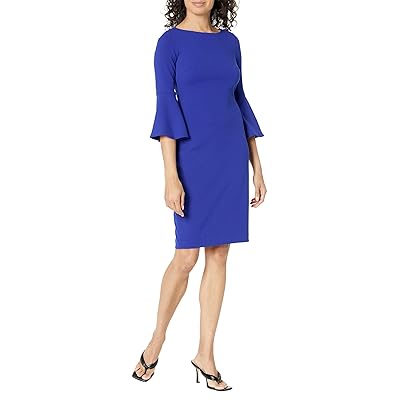 Calvin Klein Scuba Crepe Sheath with Bell Sleeves Women