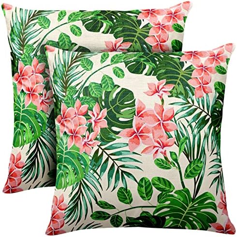 Rackynass Pack of 2 Outdoor Waterproof Pillow Covers 18x18 Garden Flowers Farmhouse Decorative Outdoor Throw Pillow Covers for Patio Furniture