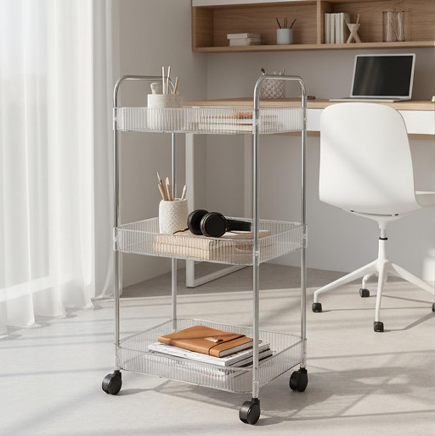 Oblivion Kitchen Trolley with Wheels – Multipurpose Movable Storage Organizer Rack for Fruits, Vegetables & Daily Essentials – Rolling Utility Cart for Bathroom, Bedroom & Office (3 Layer)-image-13
