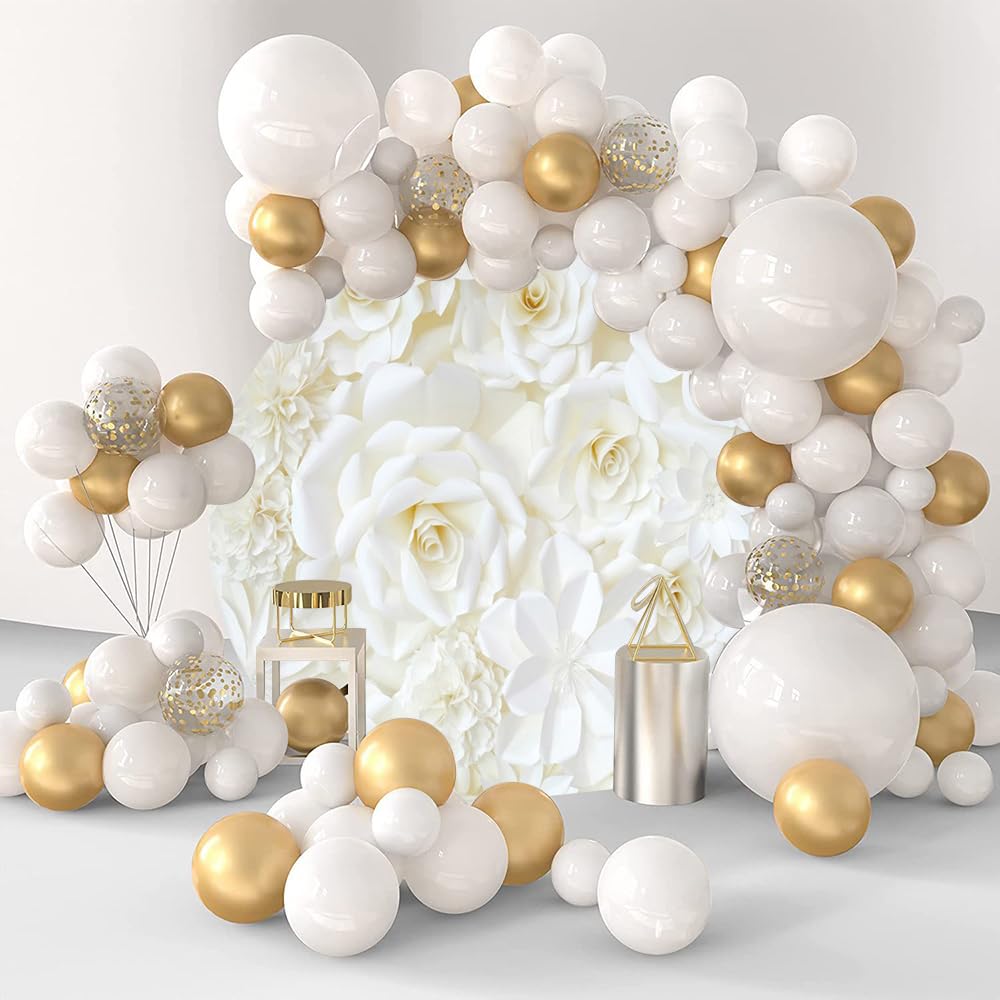 OERJU Blumen-Hintergrund Runde Kulisse – 230 Cm Durchmesser, Weiß, Für Hochzeiten, Geburtstage, Fotoshootings