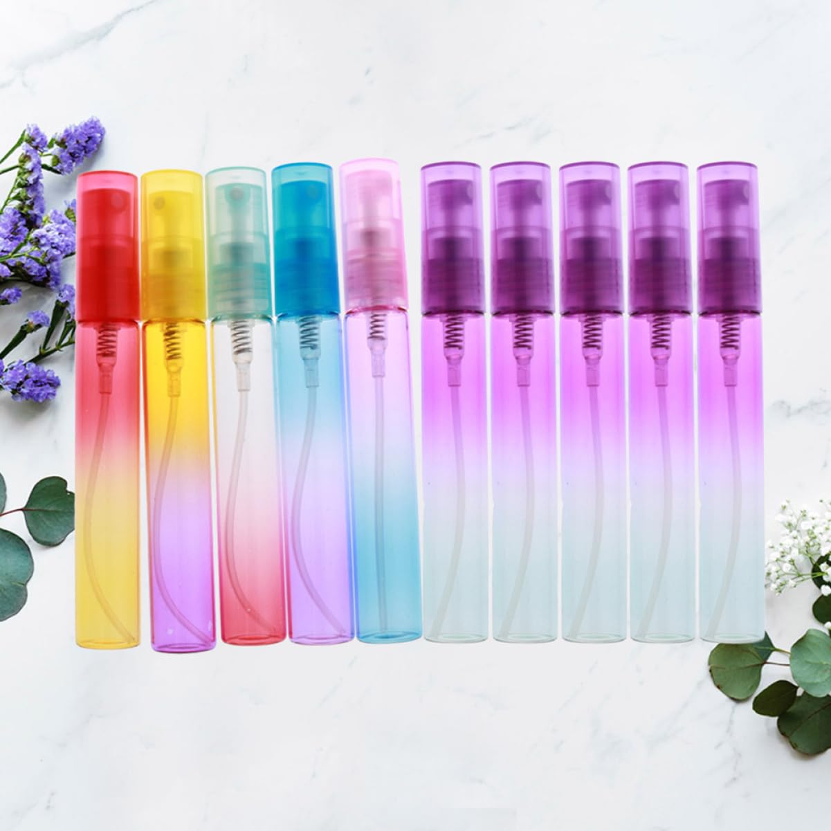 24 Pezzi Bottiglie Spray Gradiente in Vetro e Plastica 8ml | Viaggio e Attività All’aperto, Design a Pompa a Vite, Riutilizzabile e Facile da Riporre Colore Casuale