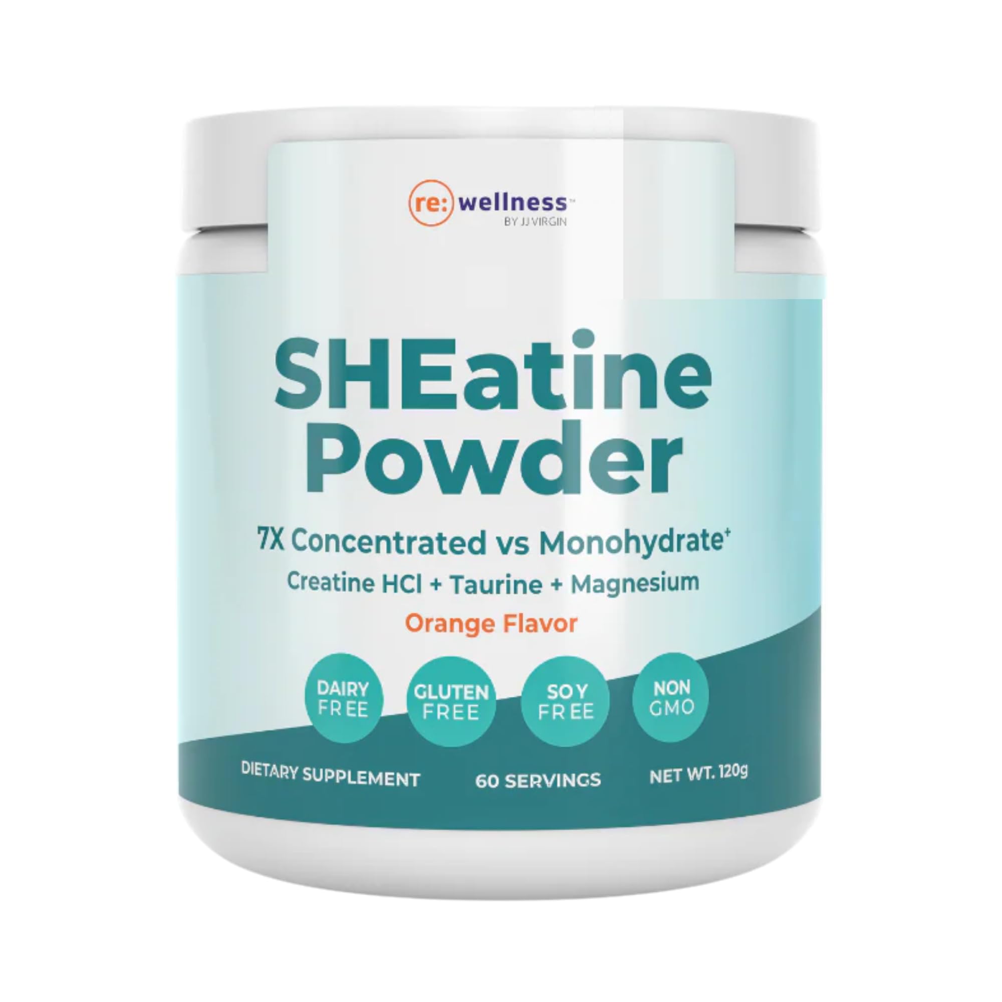 Reignite Wellness Creatina em Pó com CON-CRĒT Creatine HCl, taurina e magnésio glicinato, sabor laranja, 60 porções