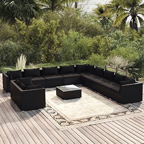 Bounv Poly Rattan Loungemöbel Garten Sitzgruppe Gartenmöbel für 11-12 Personen Wetterfest Gartenlounge Set mit Kissen… – Bild 3