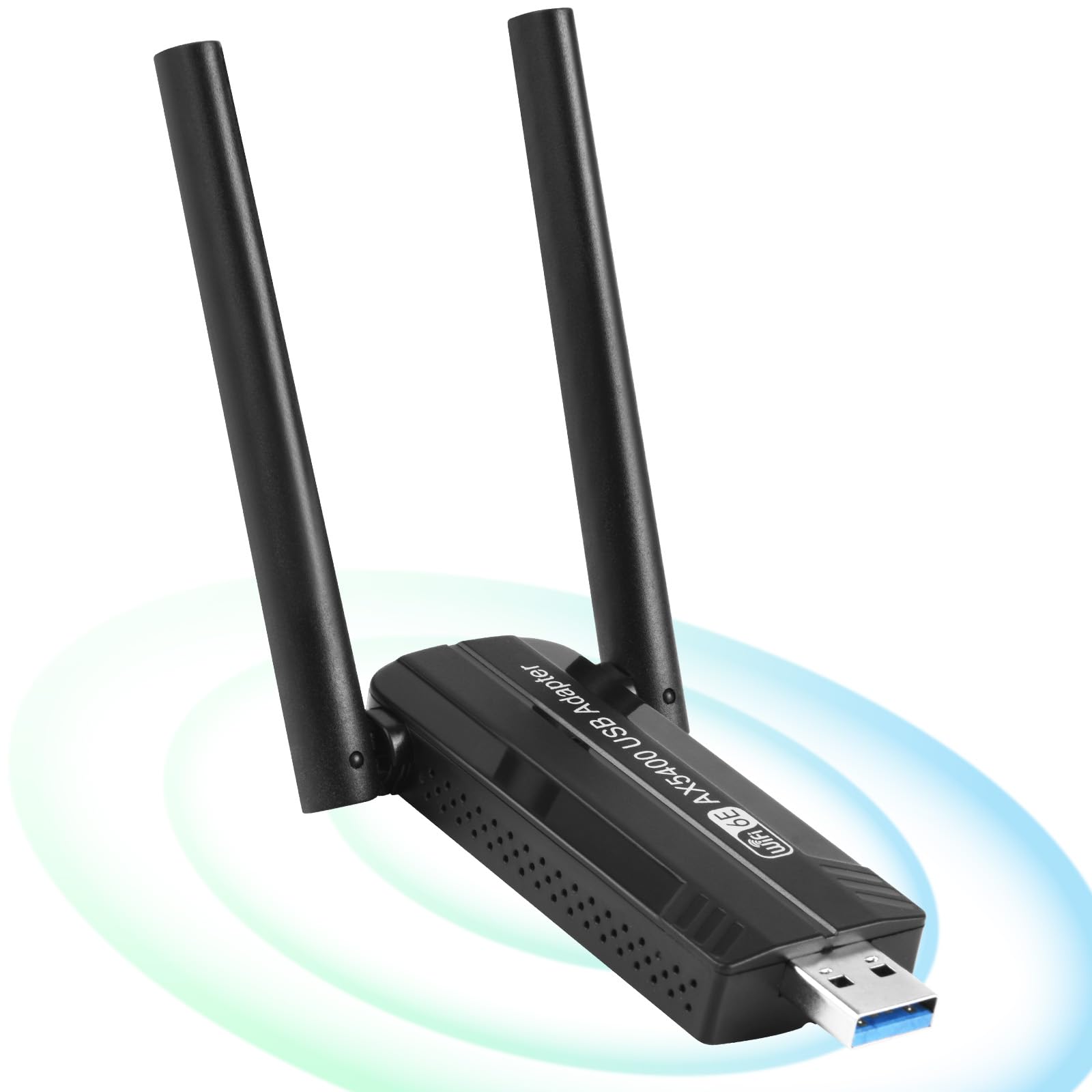 OFFCUP Adaptador WiFi USB 5400Mbps Tri-Banda 2.4GHz/5GHz/6GHz para PC/Tableta/Computadora Portátil, USB 3.0, WiFi 6E, Compatible con Windows 11/10