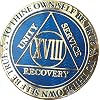 RecoveryChip 18 Year AA Medallion Dusty Blue Color Gold Plated Chip XVIII