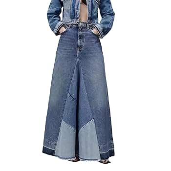 スカート [BOHEMSEO] DESTROYED DENIM LONG SKIRT BOHEMSEO】DESTROYED DENIM LONG SKIRT, GRAY Embellished denim