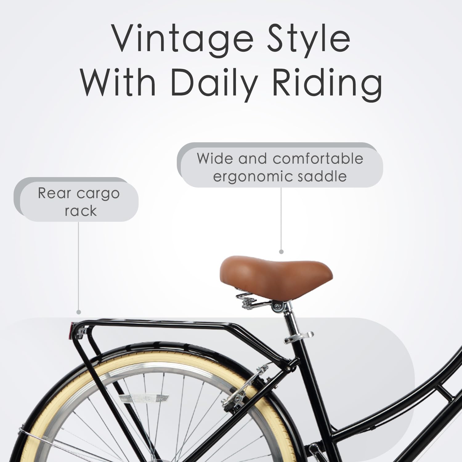 AVASTA Bicicleta Híbrida Urbana de 26" para Mujer, Práctica y Elegante para el Tráfico Urbano