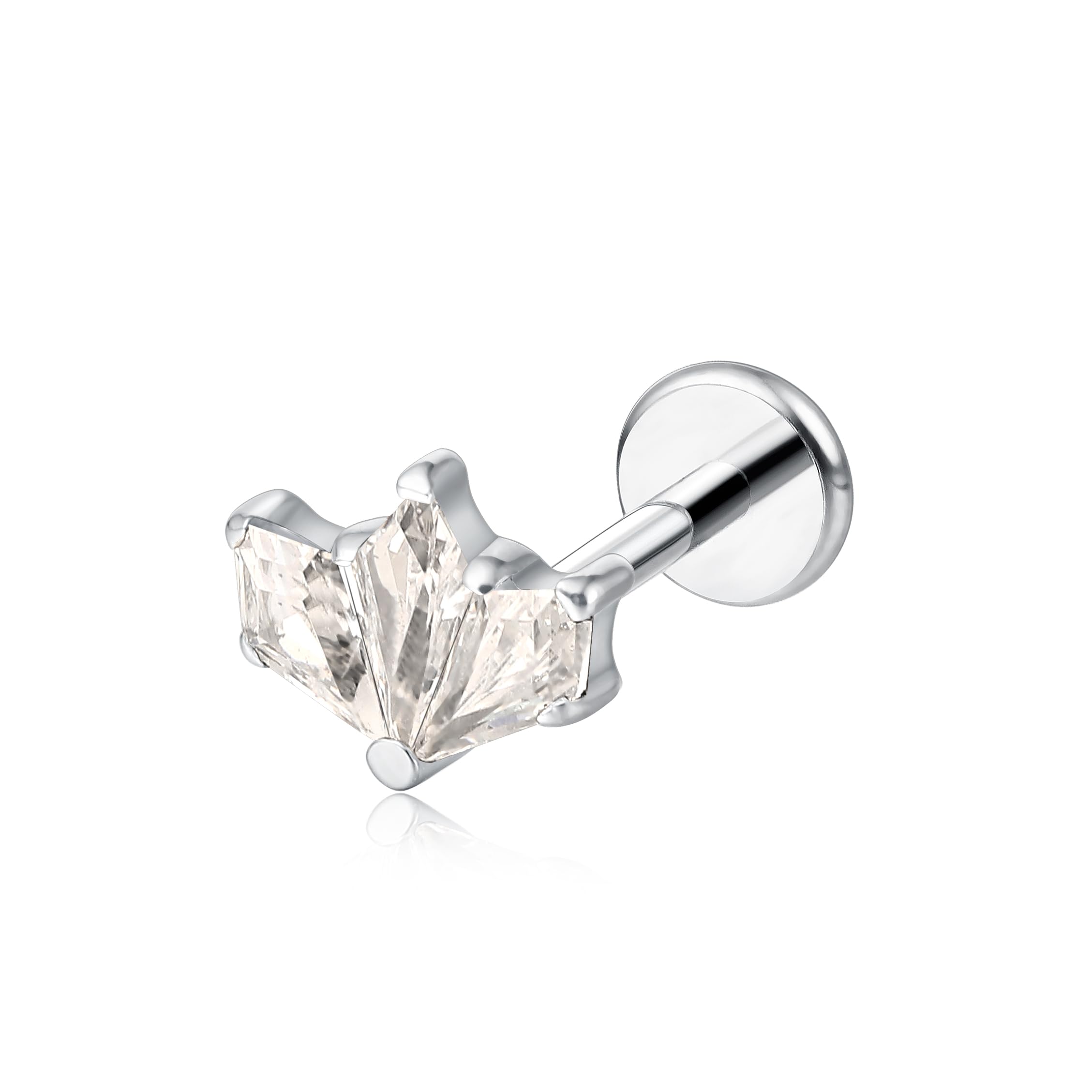 limerencia Hypoallergenic Titanium ASTM F136-18G 6mm 8mm 10mm Flat Back Internal Thread Stud Earring Piercing Jewelry for Tragus Helix Conch Cartilage