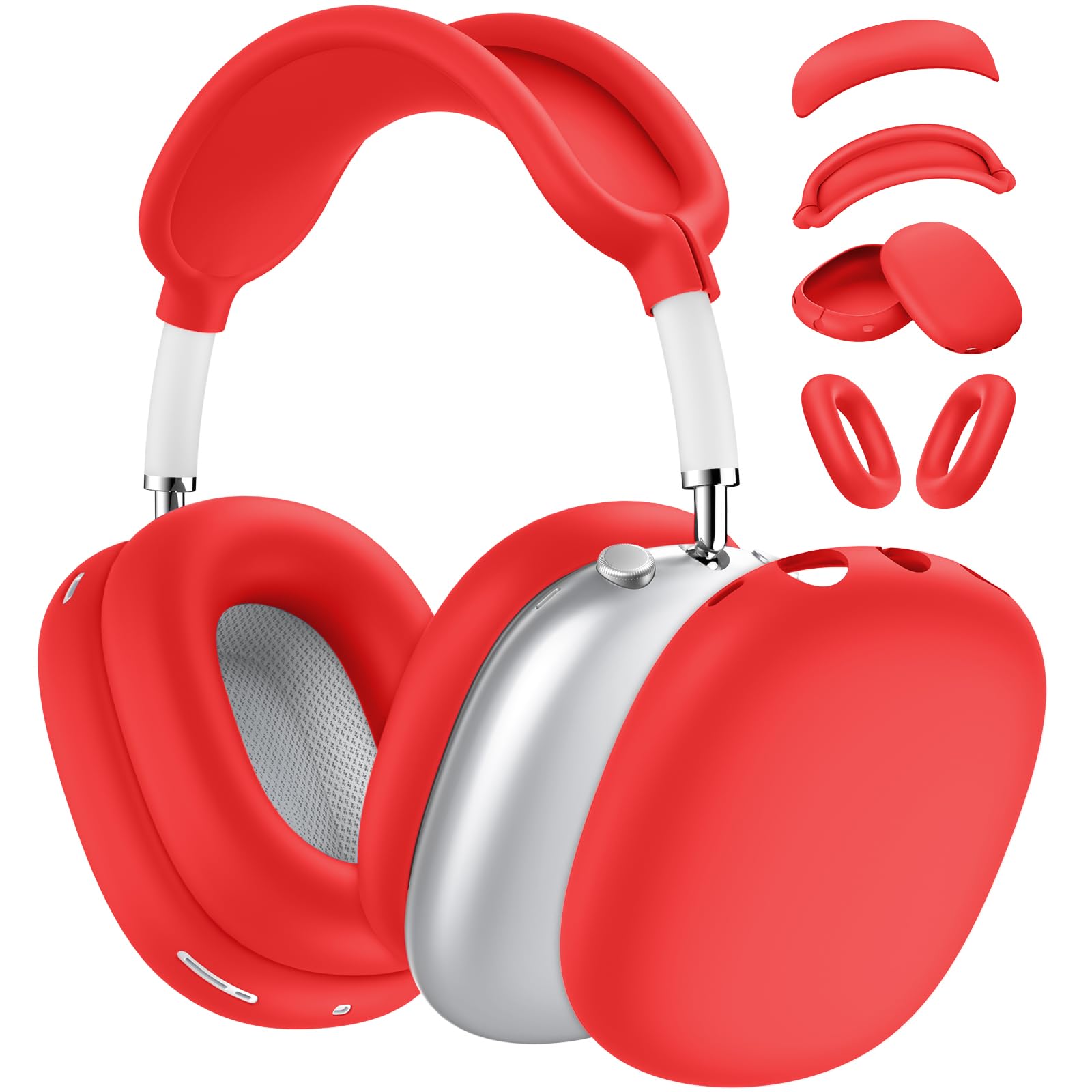 [4 in 1] Silicone Case Cover for AirPods Max USB-C (2024), Anti-Scratch Sweat-Proof Ear Pad Case Cover/Ear Cups Cover/Headband Cover Accessories