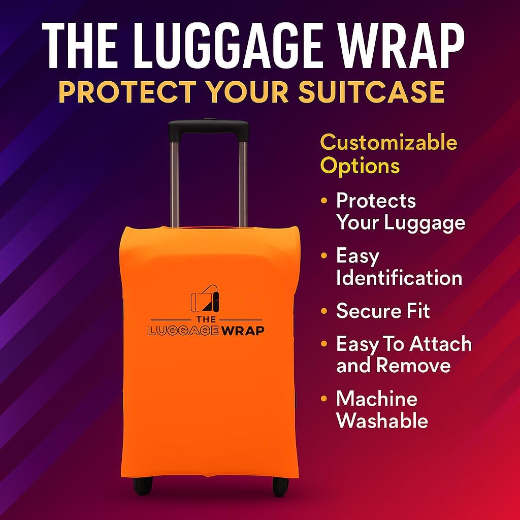 Large Opulent Orange Water-Resistant Luggage Covers for Suitcase TSA Approved for 27"-29" - Durable Patented Design Suitcase Covers for Luggage, Fundas para Maletas, Travel Accessories