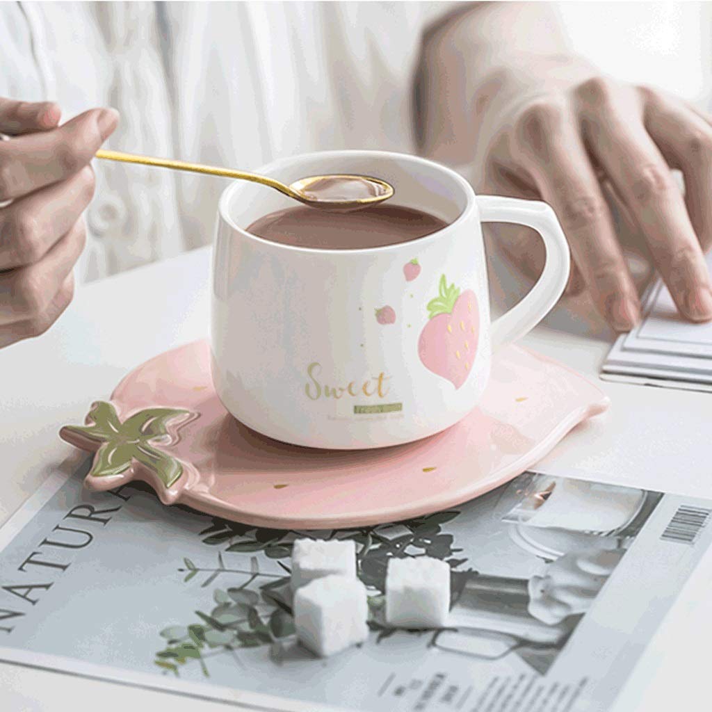イチゴモチーフコーヒーカップ Amazon.co.jp: イチゴプリントコーヒーカップとソーサーセット、8.8oz