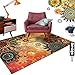 Modern Boho Retro Style Abstract Living Room Floor Carpets, Non-Skid Indoor/Outdoor Large Bohemian Distressed Area Rugs, 52