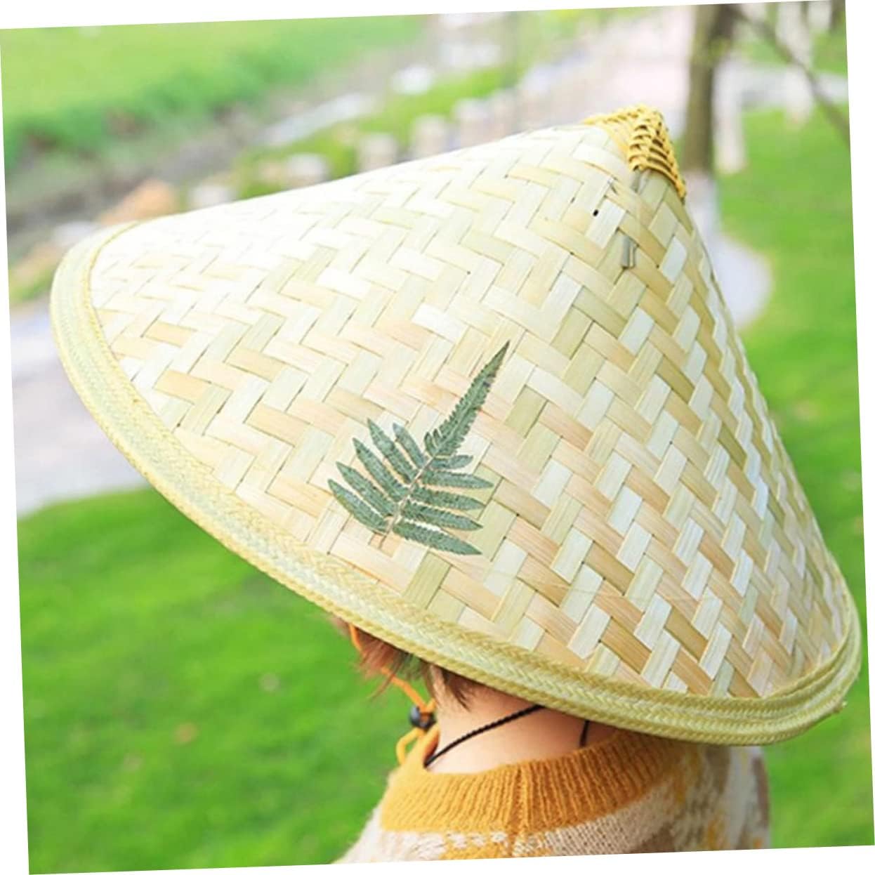 2Pcs Hand-woven Bamboo Hats for Boys and Girls Decorative Straw Hats Natural Ornaments Photography Props Summer Sun Protection
