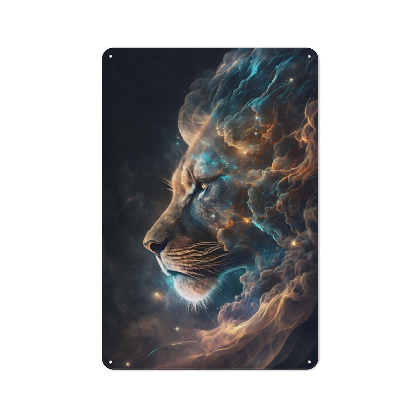 Junmoney Galaxy King Cosmic Lion Metal Wall Sign 30X20cm, Rustic Decor For Hallway Wall, For Metal Sign Collectors, For Garage And Workshop Walls