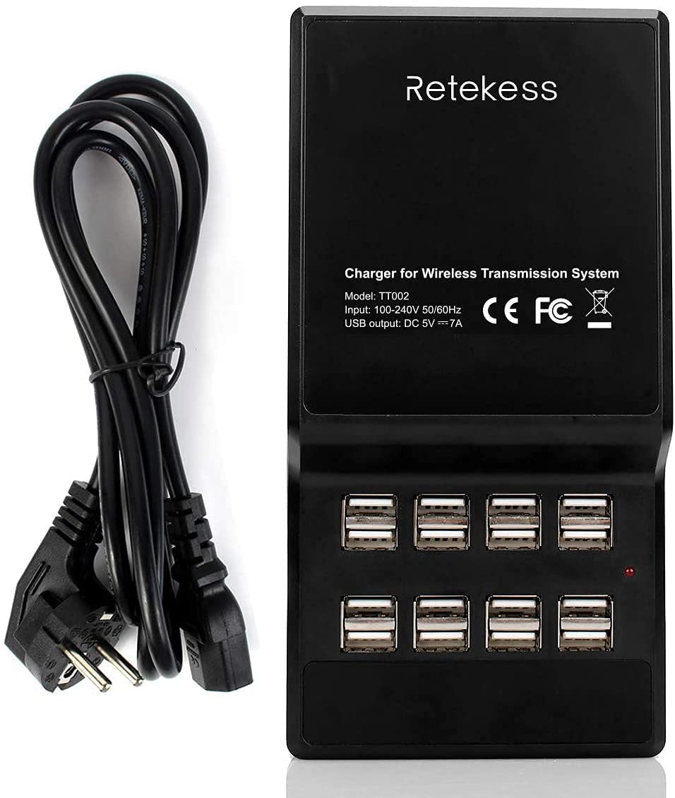 Retekess T130 Station de Charge USB, Portable 16 Ports USB Intelligents pour Système de Guide Touristique sans Fil Retekess T130, T130S, T130P, T130U, TT122, TT105, TT126, TT127, TT106
