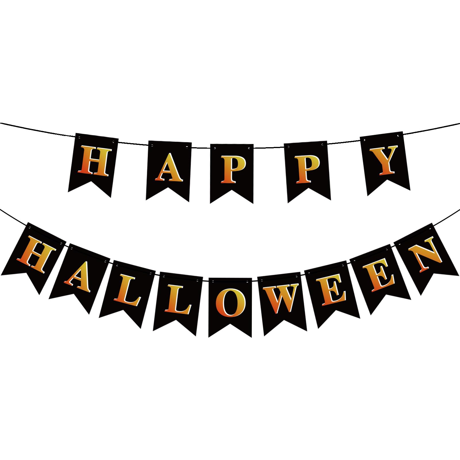 Happy Halloween Banner Black Happy Halloween Sign Happy Halloween Flag for Mantle Fireplace Halloween Theme Party Supplies Wall Door Bunting Banner