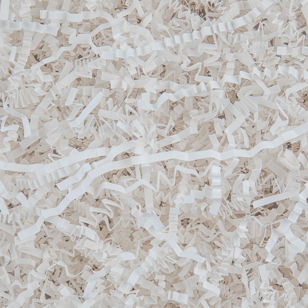 Crinkle Cut Paper Shred Packing Grass Cushion Paper Streamer for Craft Gift Boxes Bags Basket Filler Decoration 4.5oz White