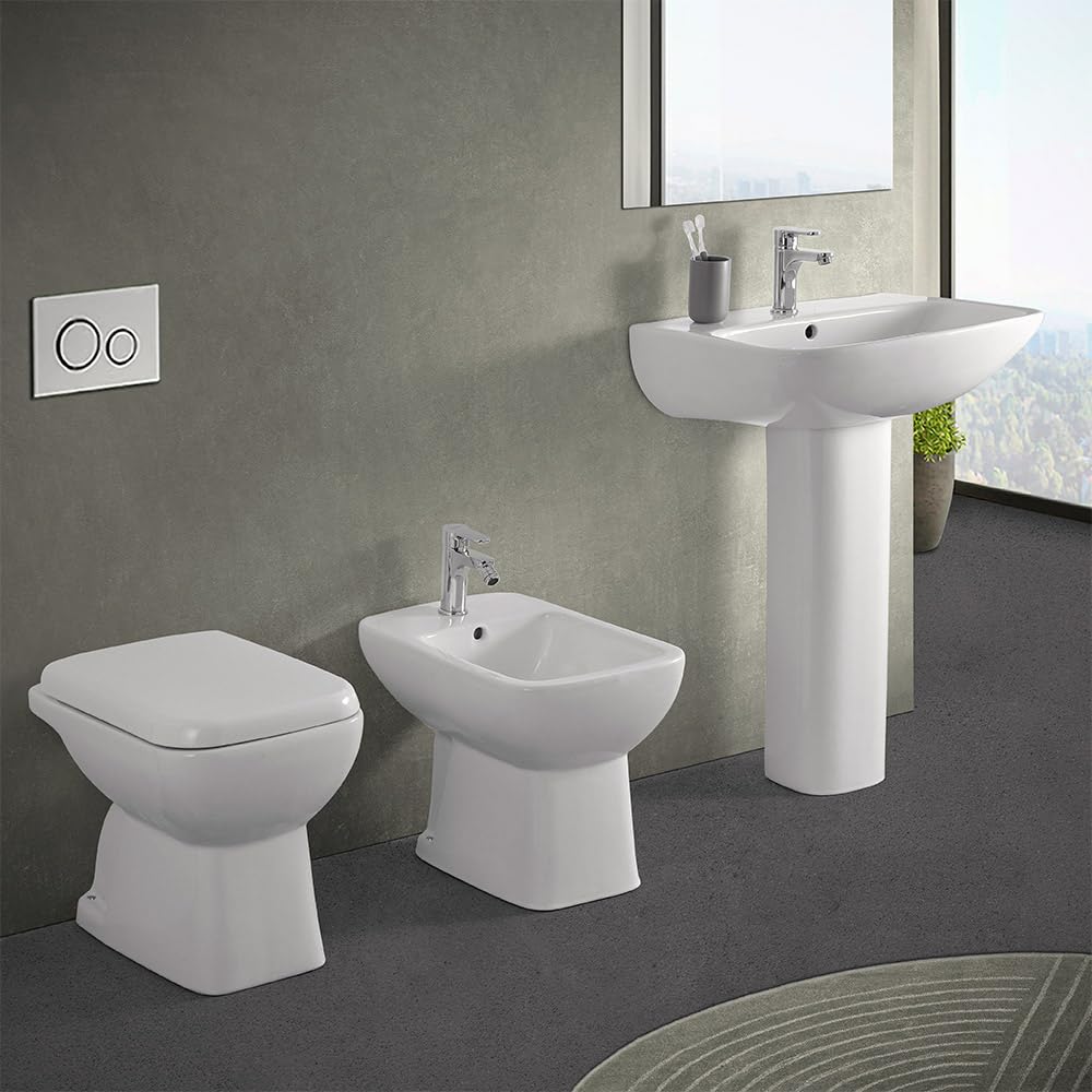 Zestaw sanitariów GINEVRA WC bidet lavabo 60 cm ceramika biały połysk