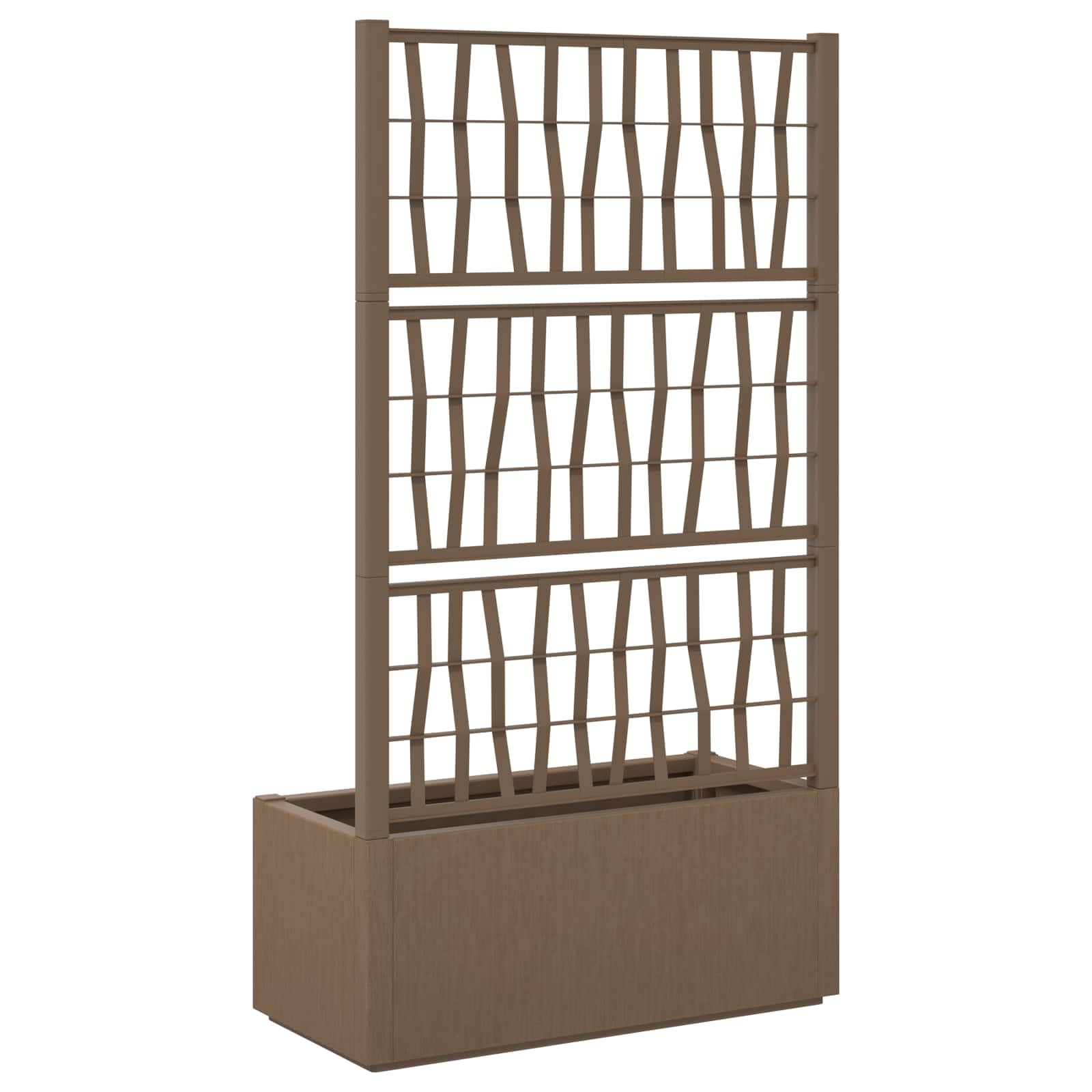 vidaXL Maceta de jardín con Enrejado Marrón 80 x 36 x 140 cm PP, Jardín y Terraza, Macetas Modernas, Materiales Resistentes al Sol, Caja para Plantas, Enrejado para Vides