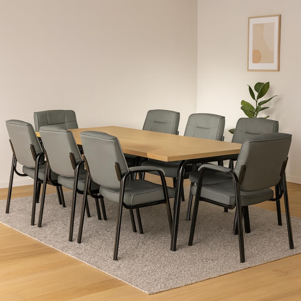 Naomi Home Faux Leather Stackable Office Guest Chairs – Reception Chairs with Armrests for Lobby, Clinic, Medical Waiting Room or Conference Room