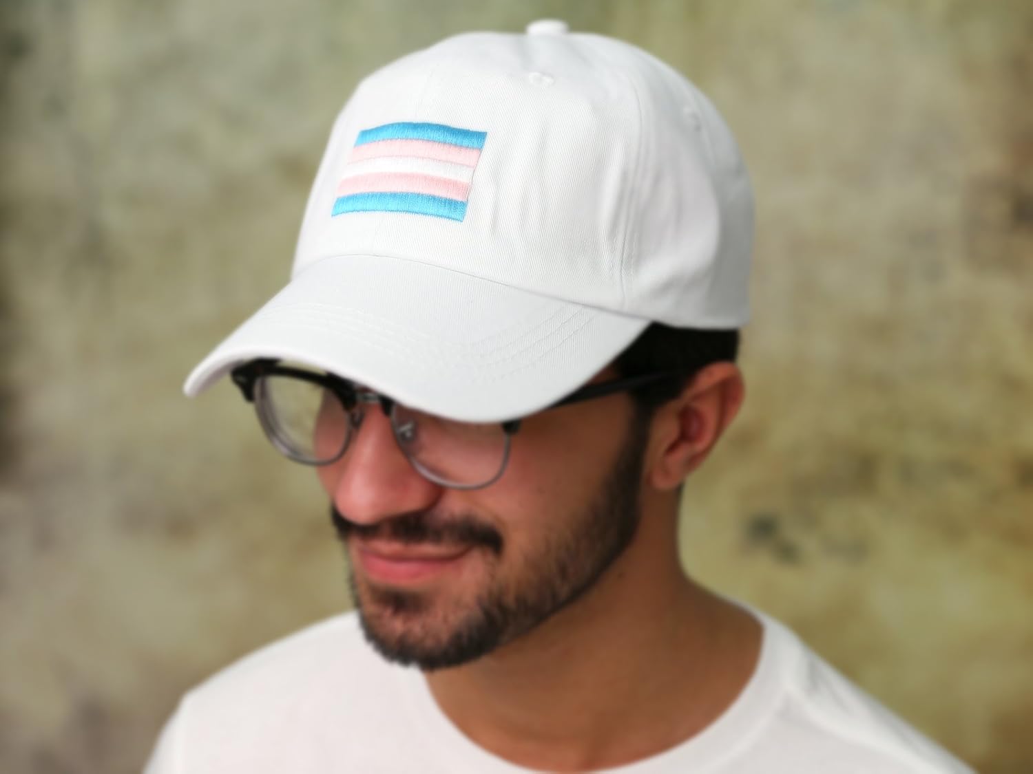 Fundraising For A Cause | Transgender Awareness Hat in White w/Rectangle Pride Flag (1 Hat - Retail) - Image 4