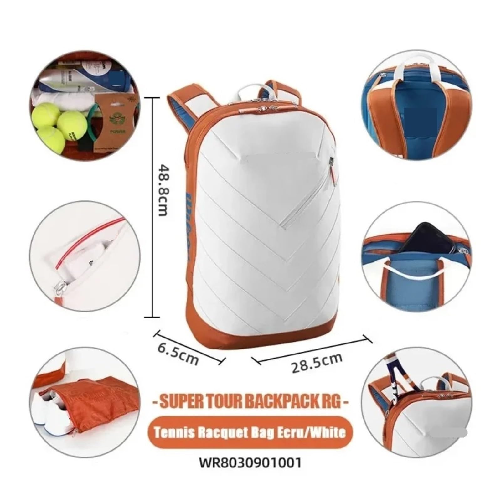 Borsone Tennis Borsa Zaino for Racchetta Da Tennis In Morbida Pelle 2PK Sport Aerodinamico