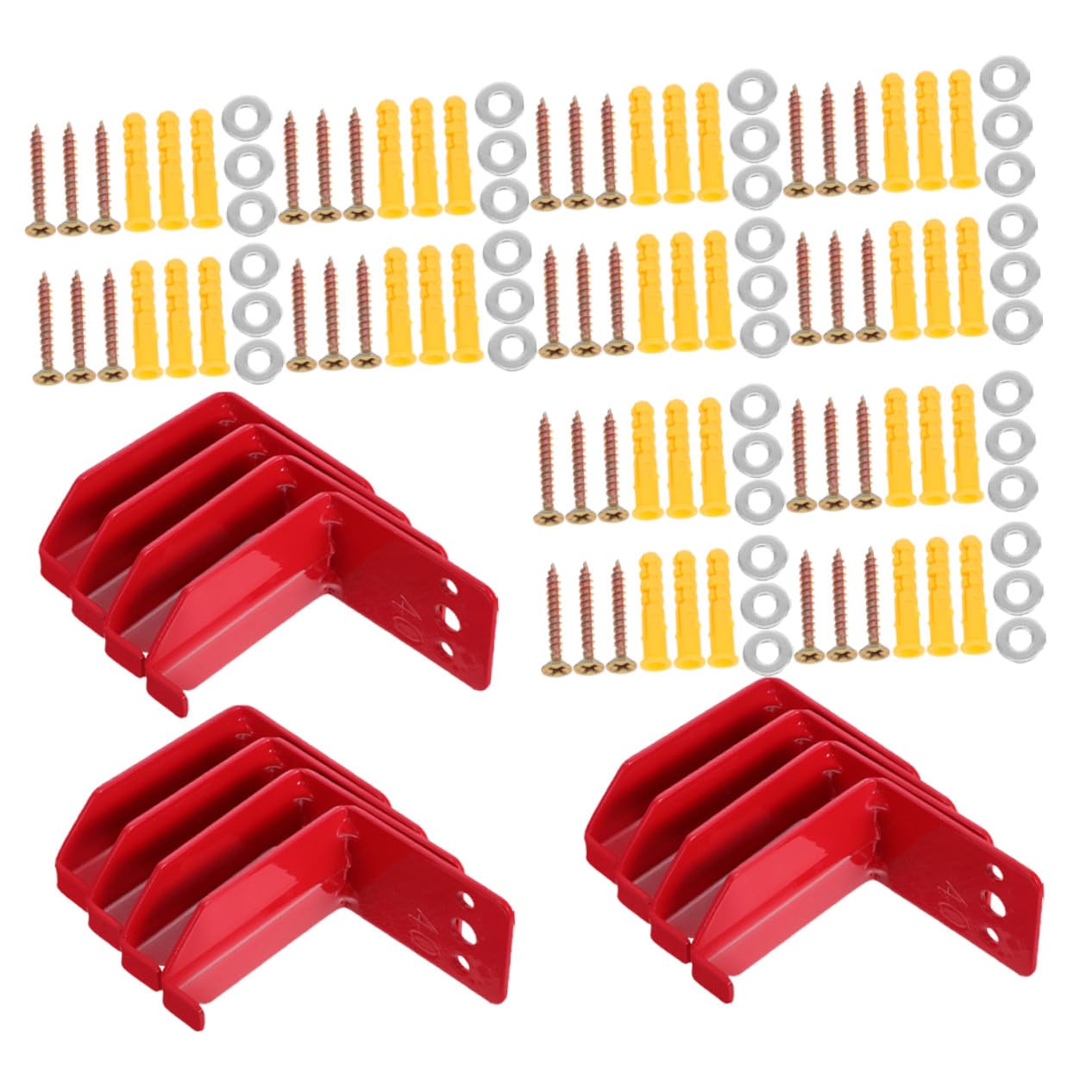 Soporte para Colgar Extintores Metálico Rojo, 12 Juegos | Montaje en Pared Tornillos, para Aulas y Hogares, Apto para Equipos 40 Lb