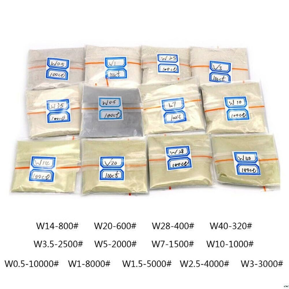 Polierpulver 20g, Mikron Körnung Bereich W0,5 bis 10000# (320-10000 Mesh), weiße Schleifmasse für Metallbindung, Keramik & Galvanikwerkzeuge, geeignet für Hartmetall, Glas, Keramik, Stein,