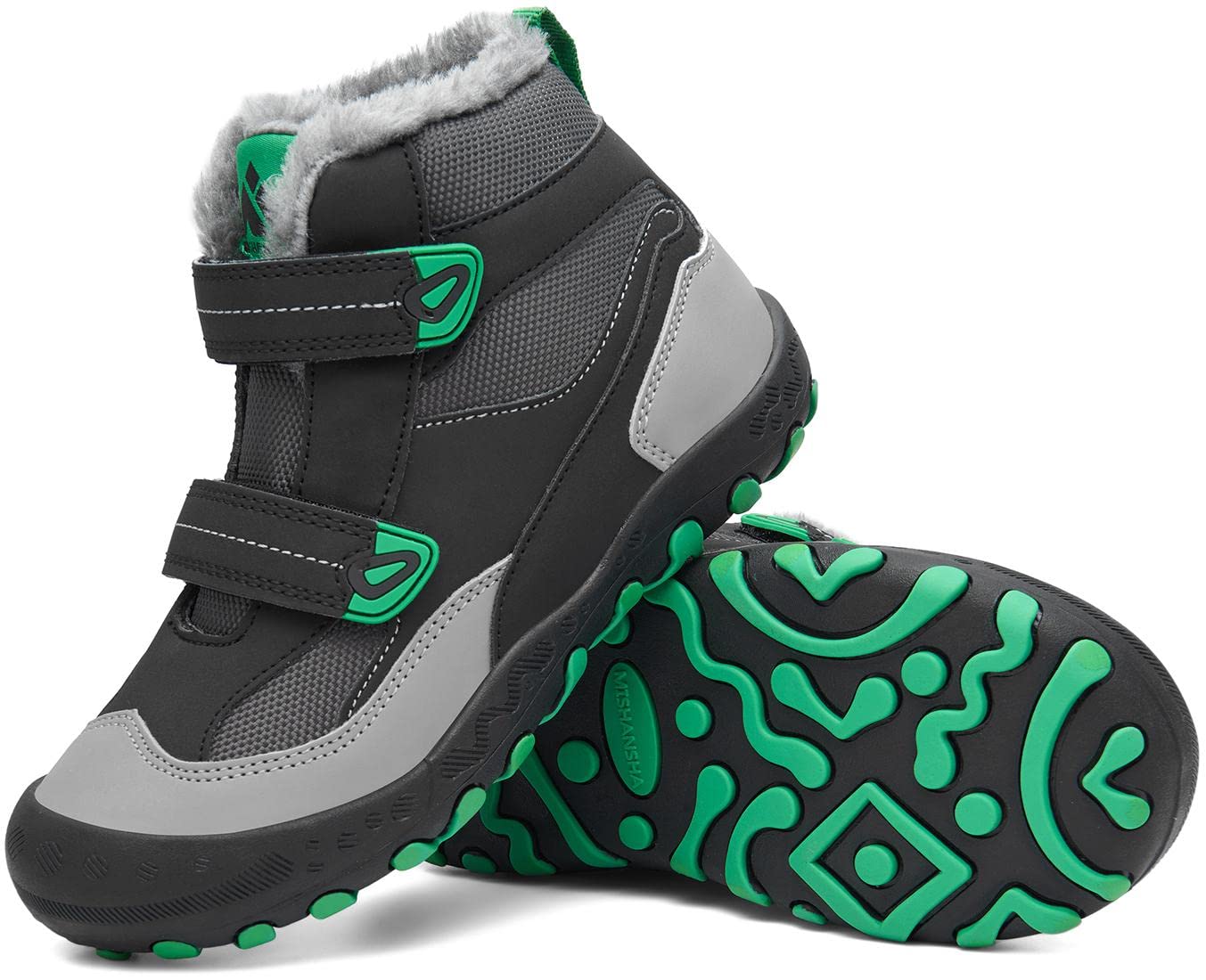 Mishansha Dziecięce buty zimowe z ciepłą podszewką, buty zimowe, rozm. 24-38, czarny olej., 34 EU