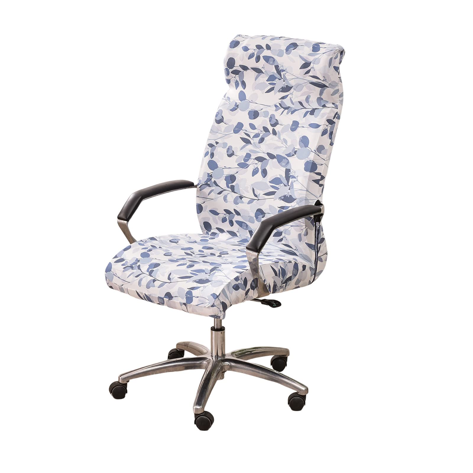 KRFOONN Stretch Office Chair Covers Printed Computer Chair Slipcover Removable Washable Desk Rotating Chair Slipcovers Universal Boss Chair Covers with Zipper for Rotating High Back Chair (L, 29)