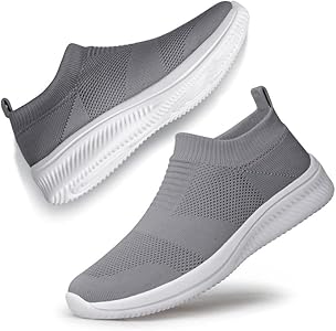 vidbiv Men's Slip-On Trainers, Slip-On Shoes, Casual Breathable Lightweight Comfortable Mesh Tennis Shoes, schwarz b, 41 EU