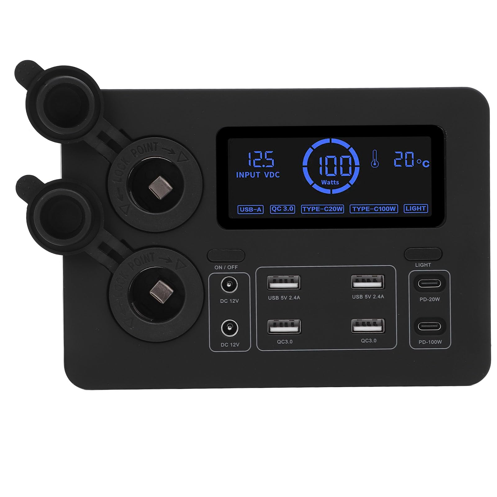 Bediffer Mini Zasilacz 12 V Wydajny Wyświetlacz LCD Port USB C QC3.0 do Wielofunkcyjnego Samochodu RV łodzi