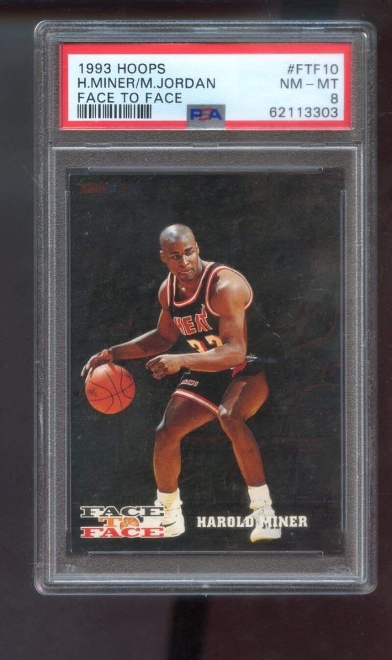 1993-94 Hoops Face To Face #FTF10 Michael Jordan Harold Miner PSA 8 Graded Basketball Card 93-94 1993-1994 NBA INSERT