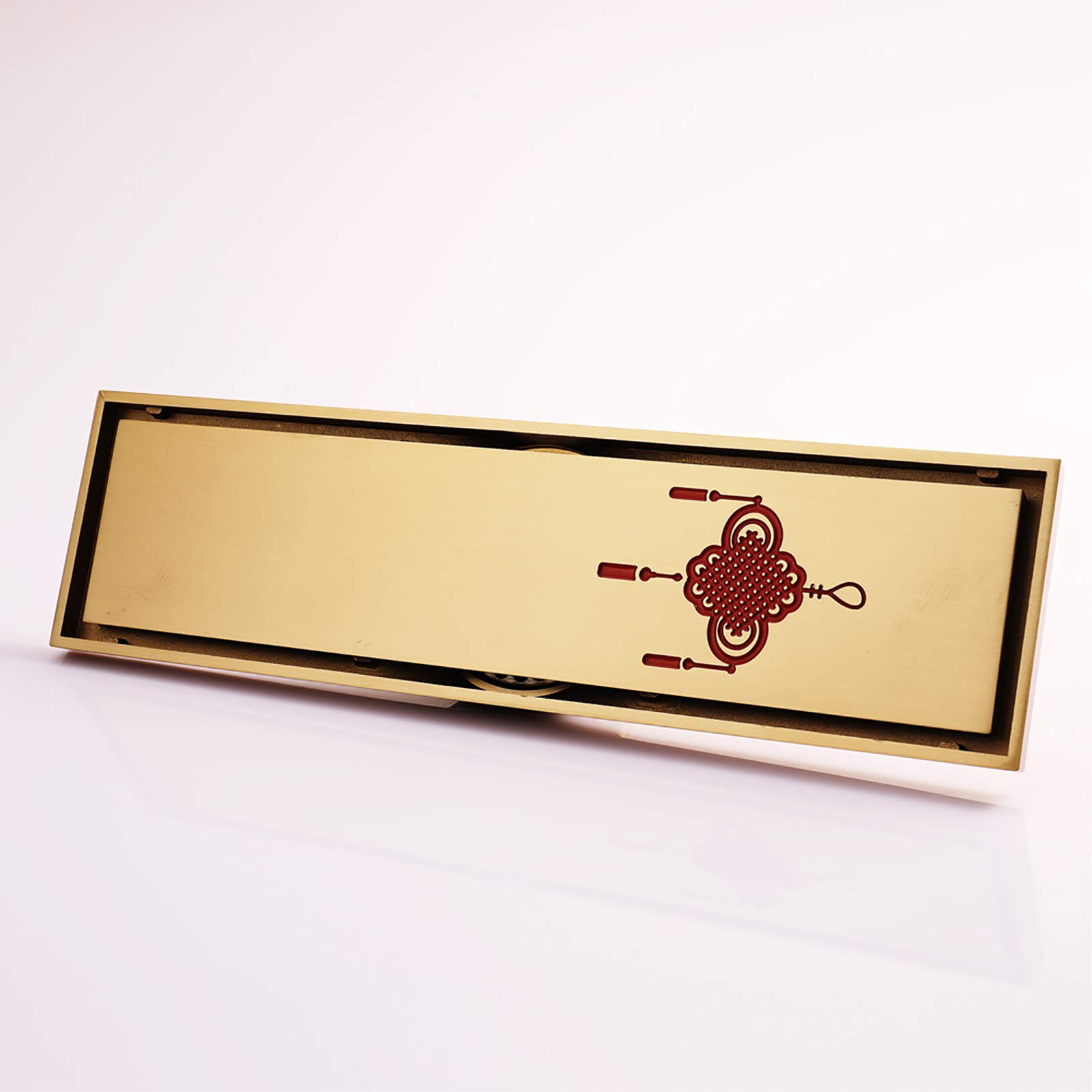 Złoty odpływ liniowy 11.8 '' x 3.2 '' Ukryty odpływ podłogowy Mosiężny prostokąt Odpływ podłogowy ze zdejmowaną pokrywą Odpływ łazienkowy