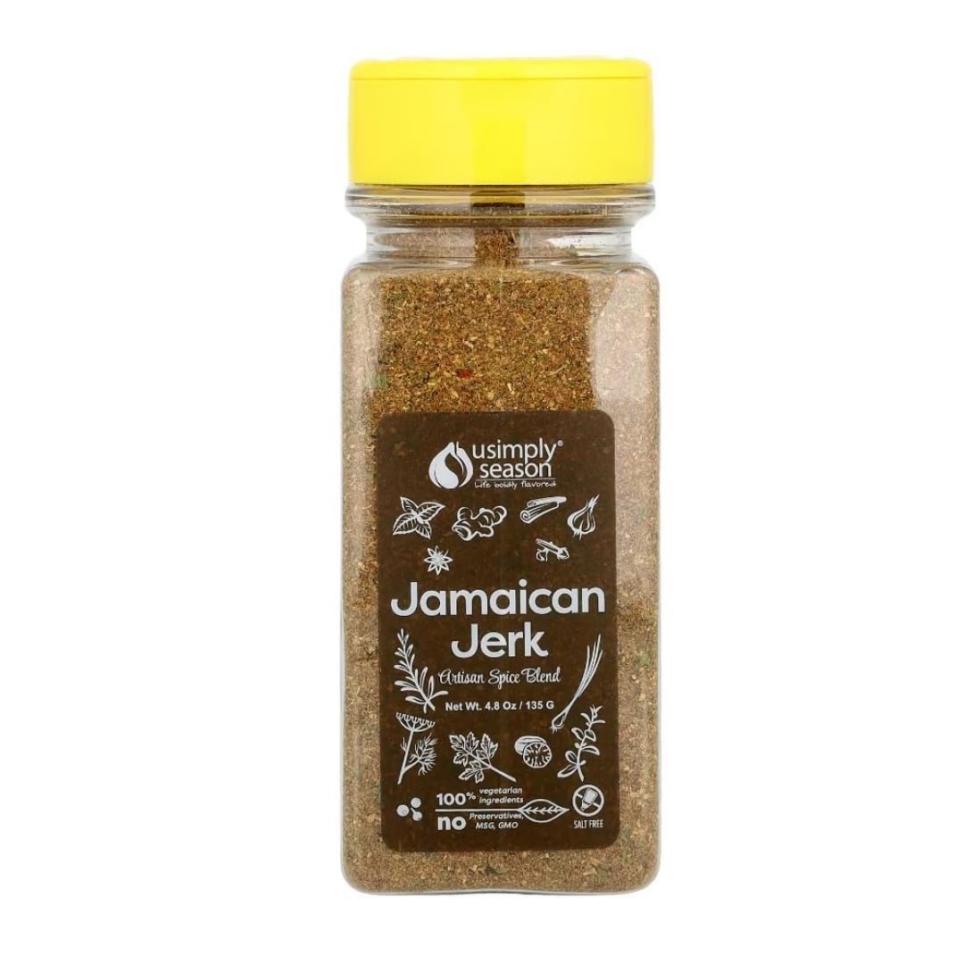USimplySeason Jamaican Jerk Seasoning (4.8 oz) - Vibrant Caribbean Blend for Grilling, Marinades, & Rubs - No Salt, Vegan, Non-GMO, Made in USA