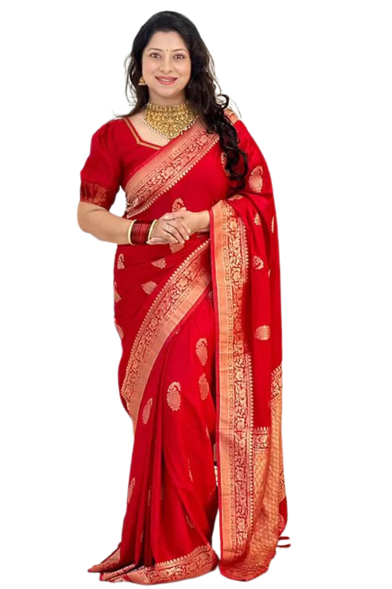 SGF11Women's Trendy Kanjivaram Soft Lichi Silk Saree With Blouse Piece