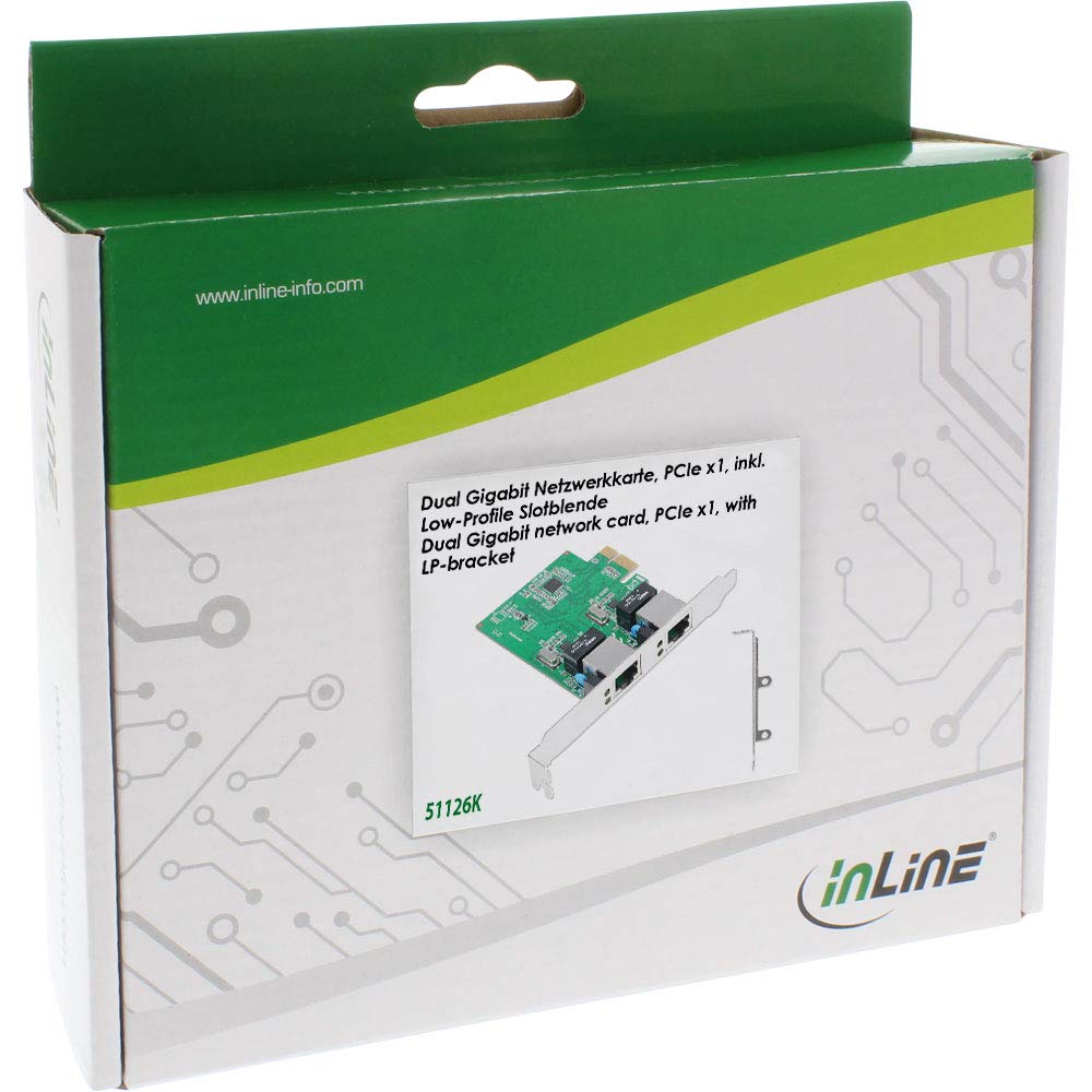 InLine® - Scheda di Rete Dual Gigabit, PCI Express, 2X 1Gbit/S, PCIe X1, Inclusa Staffa a Basso Profilo