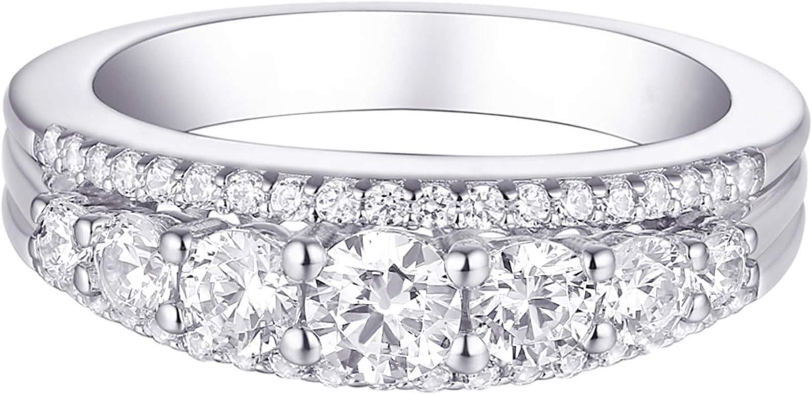 Eternity Ring Wedding Band for Women Sterling Silver Round White Cubic Zirconia Engagement Anniversary Rings Size 4-13