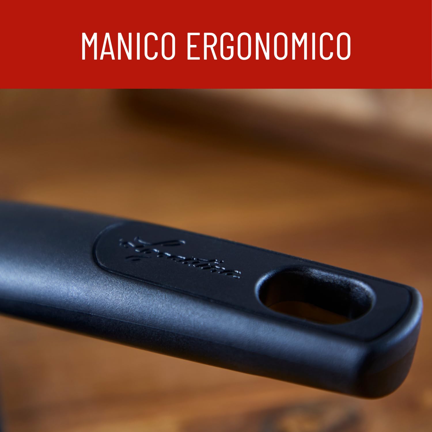 Lagostina Cucina Mediterranea Set di Padelle Antiaderenti in Alluminio Ø 20/24/28 cm, 3 Pezzi, Batteria Pentole Induzione, Gas e Forno, Indicatore Cottura Thermo-Signal, Manici Ergonomici in Bakelite