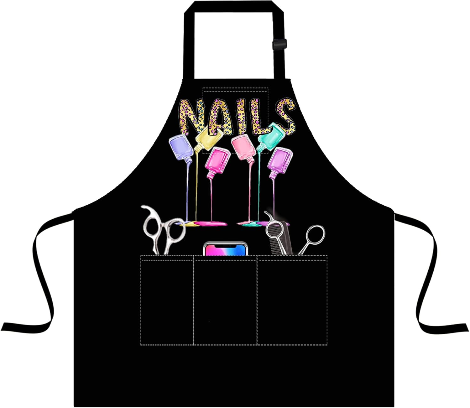 KDETTPY Leopard Nail Tech Apron with Pockets for Men and