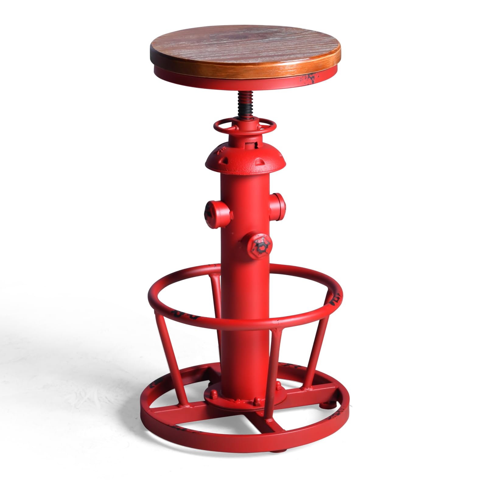 LOKKHAN American Antique Steampunk Deco Vintage Industrial Bar Stool Retro Stylish Fire Hydrant Design Adjustable Swivel Cafe Coffee Pub Kitchen