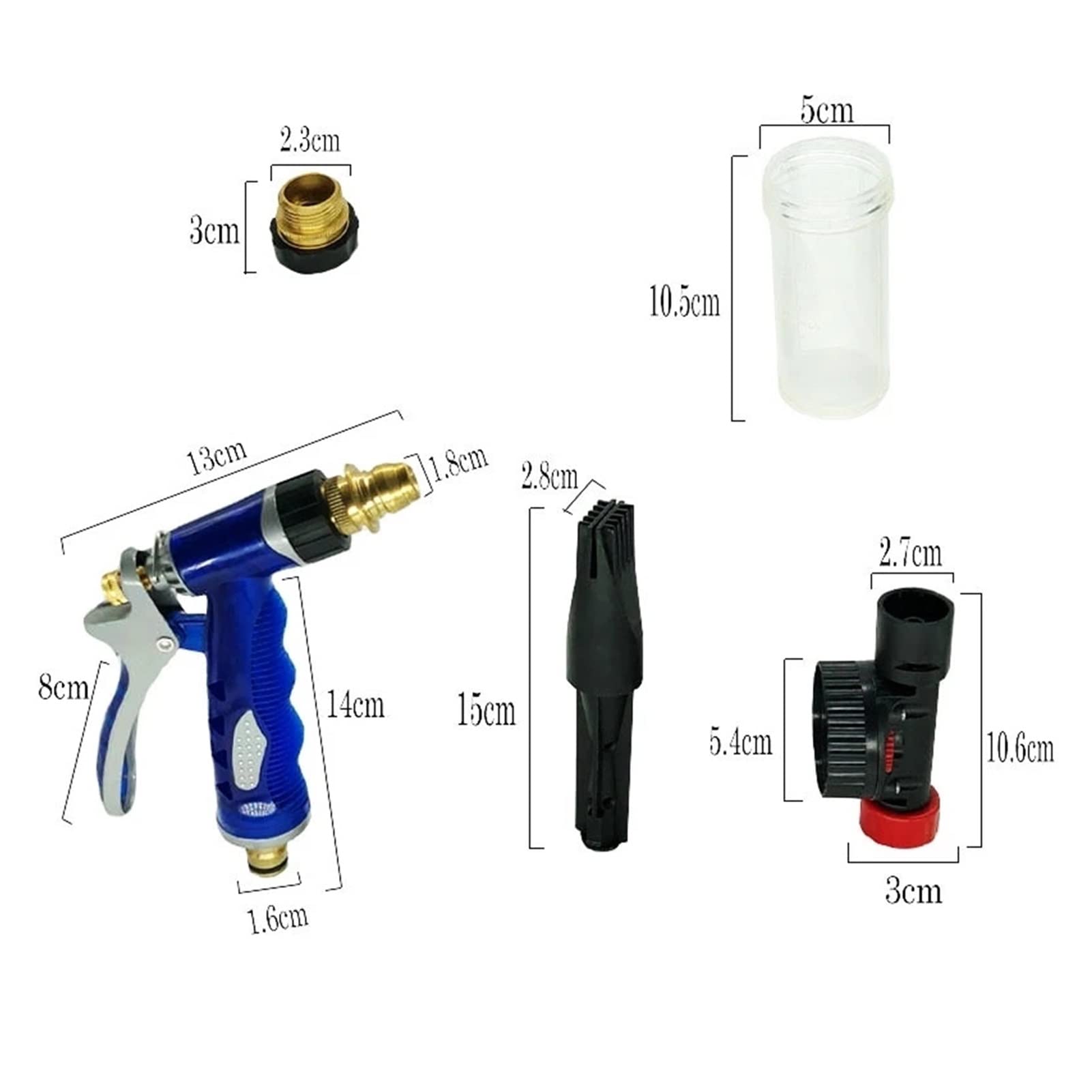 Pistola de agua de alta presión Lavado de coches Lanzas Pistola de espuma Hogar Jardín Irrigación Hidrolimpiadora Sprinkler Metal Boquilla (Color : Gun set)