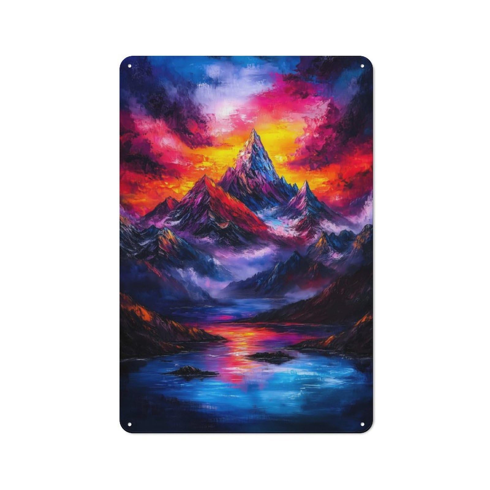 Junmoney Mountain Sunset Landscape Vintage Metal Sign 30X20cm For Workshop Wall, With Clear Vintage Wall Decor Character