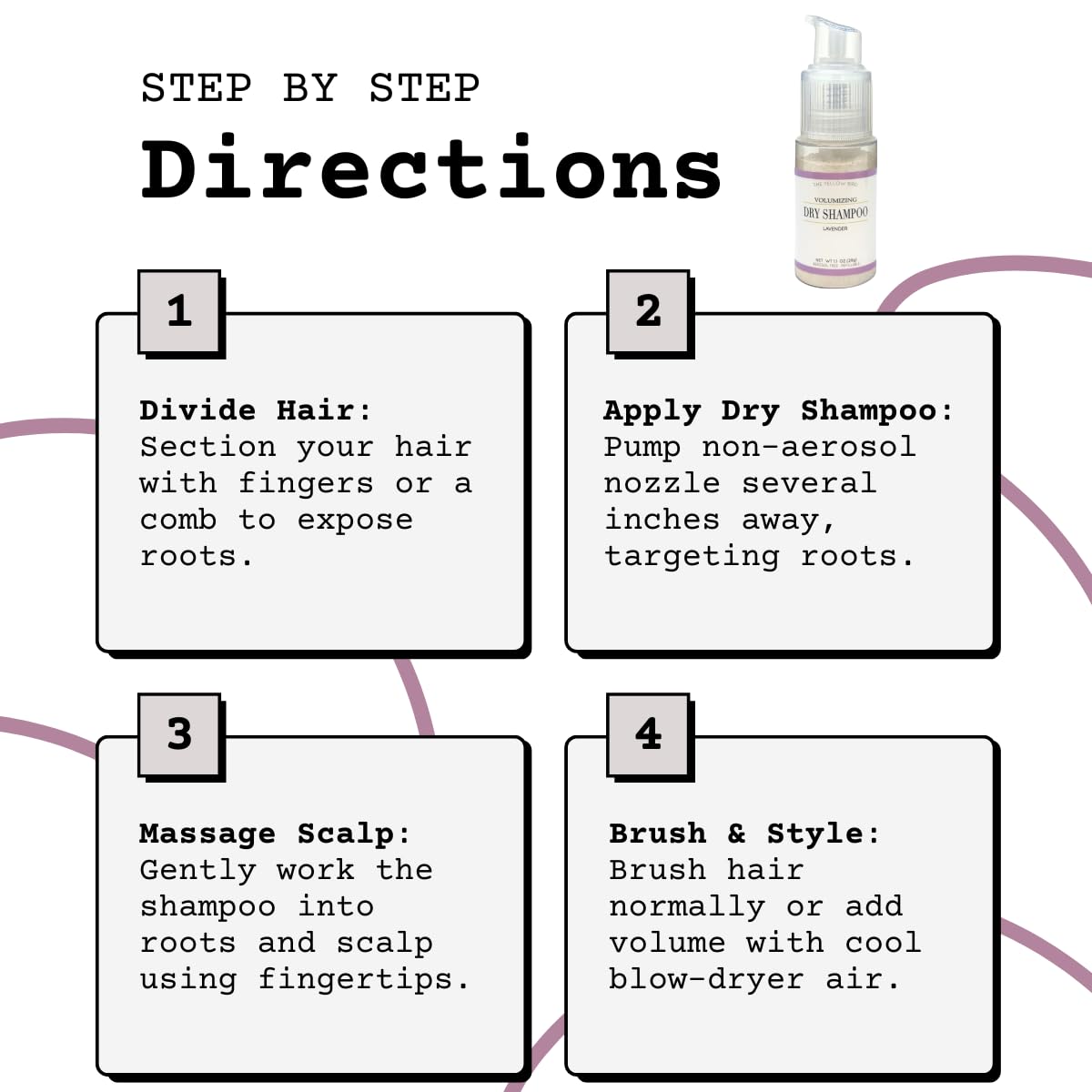 The Yellow Bird Shampoo secco in polvere naturale, spray con pompa senza spray, sano, rinfresca i capelli volumizzanti, per donne e uomini, ingredienti biologici, olio di lavanda profumato
