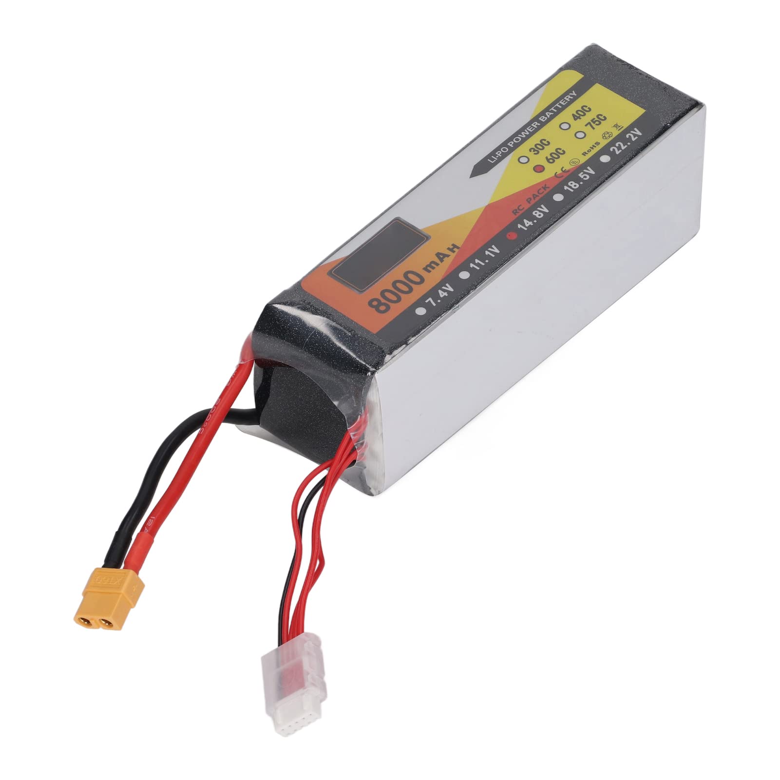 Batteria RC Lipo 14.8V 8000mAh 60C Batteria ricaricabile 4S1P ad alta potenza ad alta capacità con spina XT60 per RC Auto da corsa Quadcopter FPV Drone
