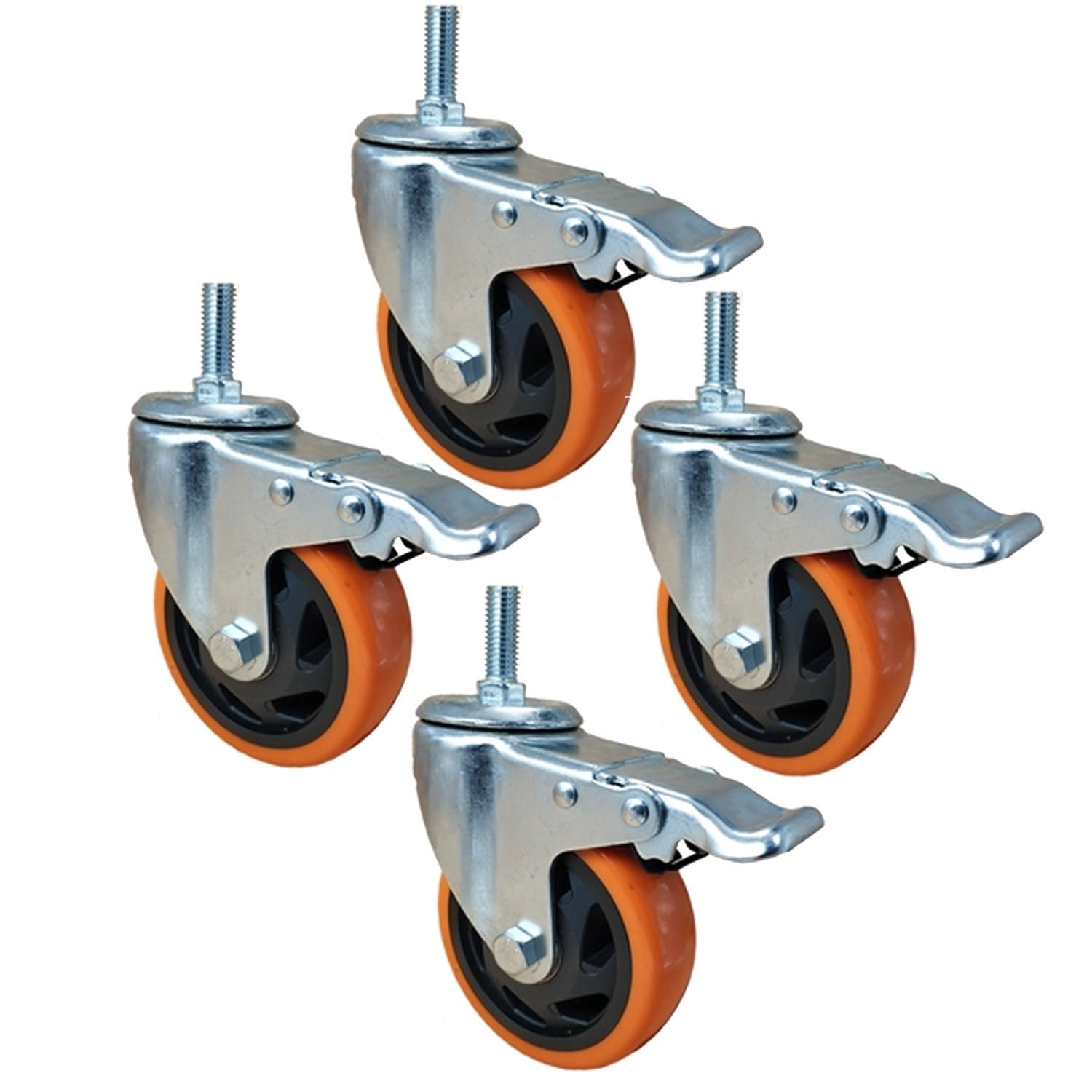 Roulettes robustes 75mm 100mm avec tige filetée M12 pour équipement mécanique