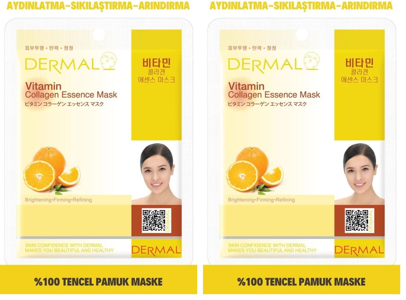 DERMAL Aydınlatıcı, Sıkılaştırıcı, Arındırıcı Vitamin Özlü Kolajen Maske 23gr 2li paket