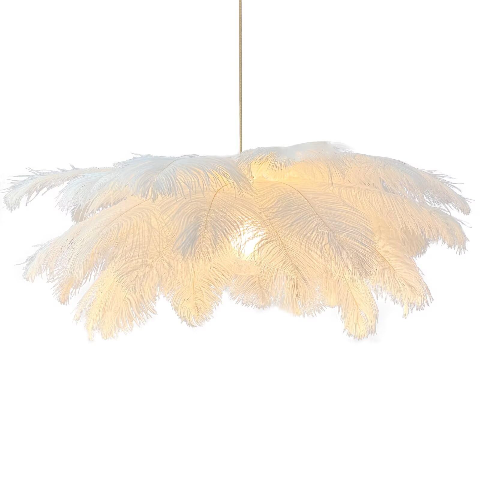 GUANSHAN Creative White Feather Pendant Light Light Simple Feather Lampshade Pendant Lamp Ceiling Light Ceiling Lamp Decorative Chandelier for Bedroom, Stairs, Dining Room