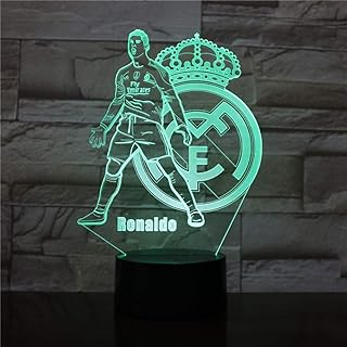 3D Night Lights Real Madrid C Ronald Illusion Lámpara de escritorio LED 7 Color Touch Remote Color Luces de decoloración USB Home Bedroom Nightside Lights